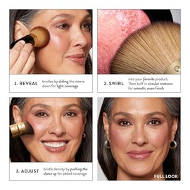 LAURA GELLER NEW YORK Brocha Kabuki retráctil para maquillaje facial líquido, crema y polvo con mango de aluminio