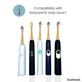 booheads - Cabezales de cepillo de dientes eléctrico de bambú | biodegradables, sostenibles y ecológicos | Cerdas medianas | Paquete de 4