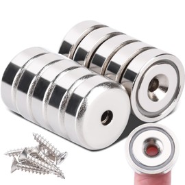 Aenienoe Neodymium Magnets Strong Magnet 20lb+ Pulling Force with Countersunk Hole and Screws Extra Strong Magnets Silver 16mm 10 Pack