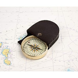 Brass Compass in Leather Pouch