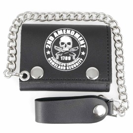 Milwaukee Leather Men's Genuine Leather Tri-Fold Biker Wallet w/Anti-Theft Stainless Steel Chain - 4 Inch