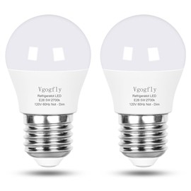 Vgogfly LED Refrigerator Light Bulb 40W Equivalent Appliance Bulb 120V A15 - Waterproof Fridge Freezer Bulbs 5 Watt Warm White 2700K E26 Non-dimmable(2 Pack)