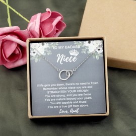 OKEYCH Gifts from Auntie, Necklace for Niece Girl, To My Niece Jewelry, Christmas Birthday Gifts (Niece N C 3.0)