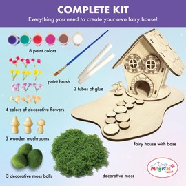 Wooden Fairy House Craft Kit for Kids | DIY Fairy Garden with Paints & Decorations | Creative Arts & Crafts Birthday Gift for Girls Activity | Ages 5, 6, 7, 8-12
