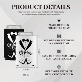 GroomBrideGifts Groom and Groomsmen Novelty Can Cooler Set of 7, Bachelor Party Favors Decorations For Men