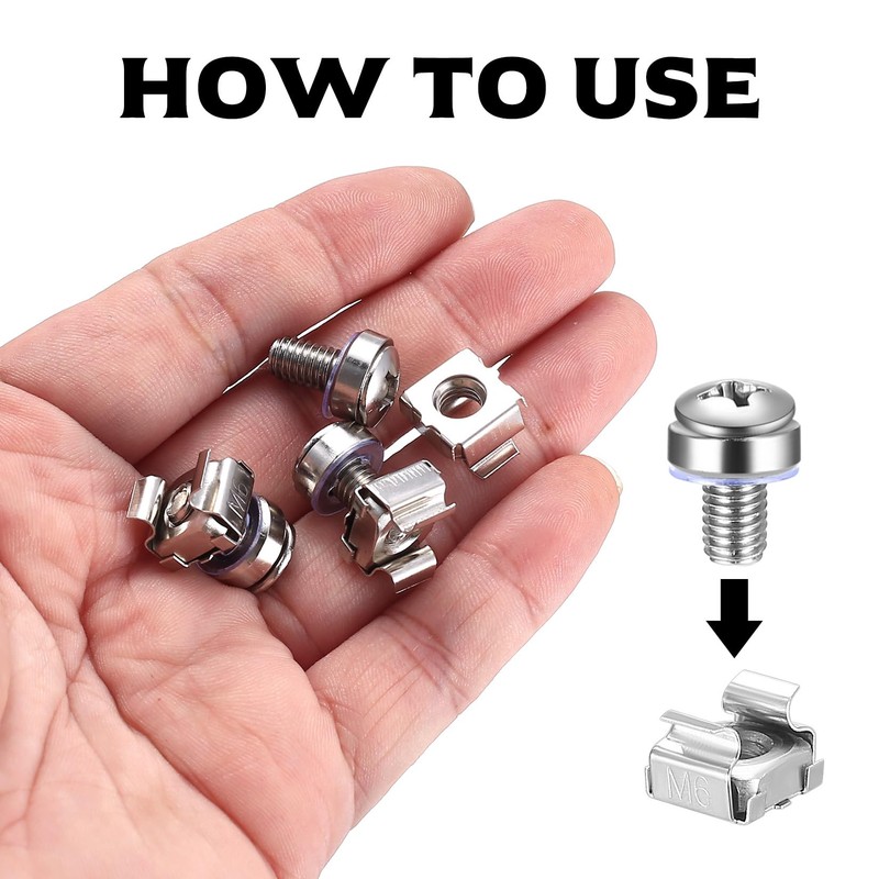 110 Pcs/55 Set Rack Mount Cage Nuts and Rack Screws