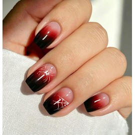 JMEOWIO Halloween Gradient Semi Cured Gel Strips Wraps Nail Art Sticker