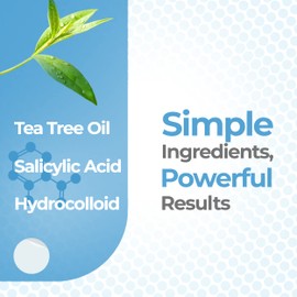 BASIC CONCEPTS Acne Patches (120 Pack), Tea Tree Oil and Hydrocolloid Pimple Patches for Face