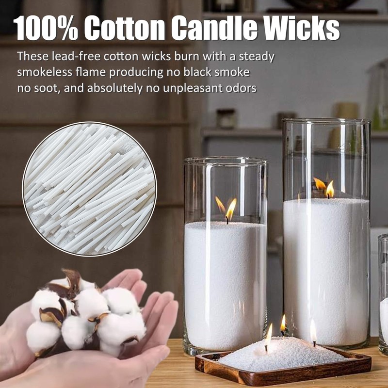 500-Pack Pearled Candle Cotton Wicks for Sand Candles Making -