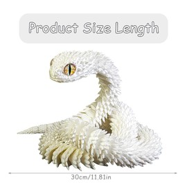 RFJYGWQM 2pcs 3D Printed Snake,3D Printed Snake Toy,3D Printed Animals Snake,3D Printed Snake Collectable,Articular Mobility Animal, Home Office Decor Bookshelf Decoration (Laser Red And White) 30cm