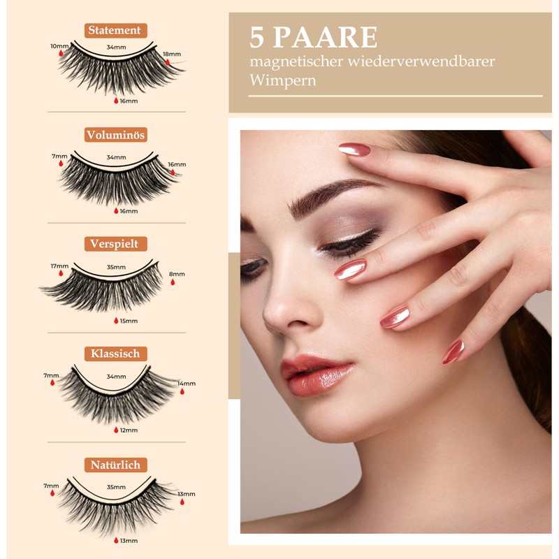 HYPNOTIC EYES Magnetic Eyelashes with Eyeliner, Set of 5 Pairs