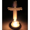 Tea Light Holder with Cross Beechwood in Modern Style