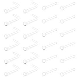 QWALIT Clear Nose Studs and Rings for Work - Plastic Nose Piercing Retainers and Spacers, 18g