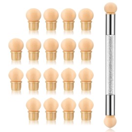 KAAGEE 19Pcs in 1 Set Nail Sponges for Ombre Double-Head Nail Pen Ombre Brush for Gel Nails French Tip Manicure Brush Nail Art Tools with 18Pcs Replacement Sponge Head (White)