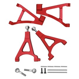 hopsupRC Front Upper Lower Suspension A-Arms Upgrades Part for 1/16 Mini Slash,4PCS Aluminum Front Upper & Front Lower Arms Hops Ups for 1/16 Mini Slash（70054-1,Red