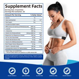 BAKAKOUL HMB and L-Leucine Gummies, HMB and Leucine Supplement Supports Muscle Fast Workout Support, HMB and Leucine Amino Acid for Men & Women, Sugar Free, Non-GMO, 120 Counts