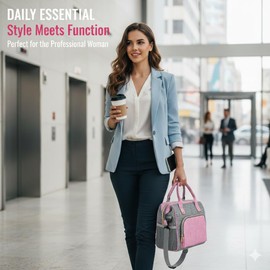 IDEATECH Insulated Lunch Box for Women, Cute & Reusable Cooler Lunch Bag for Work, Office & Picnic, Leak-Proof Tote with Shoulder Strap (Pink)