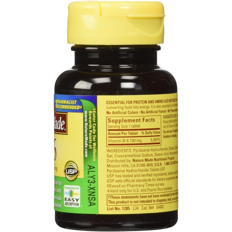 Nature Made Vitamin B-6 100 Mg, Tablets, 100-Count (Pack of