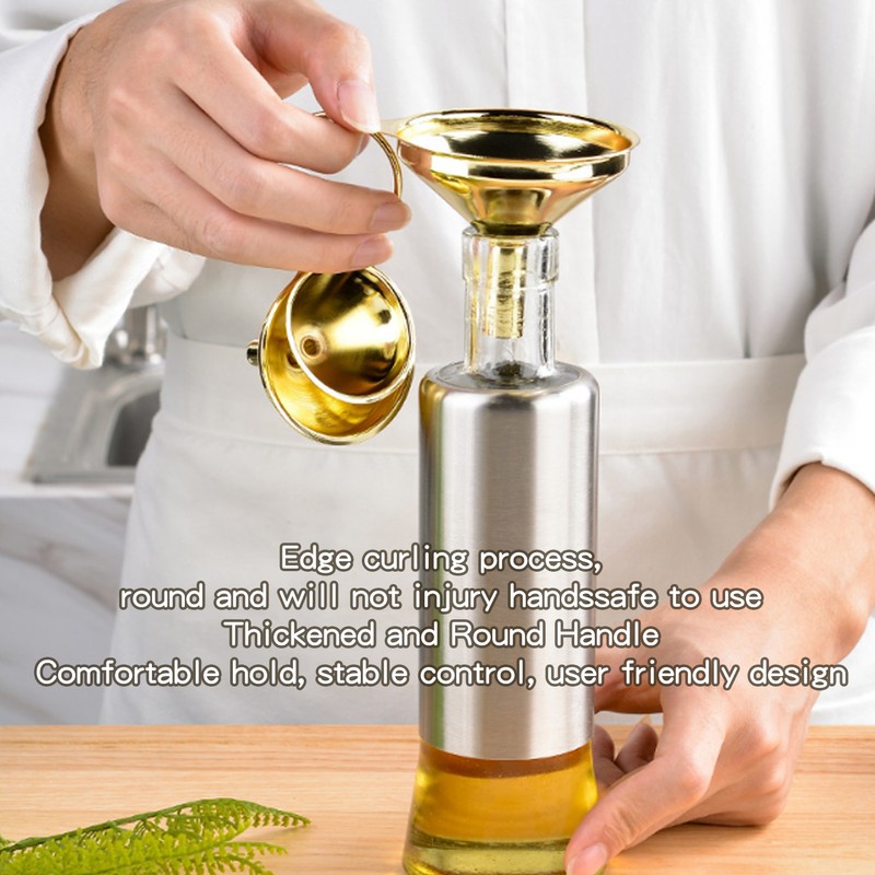 5 Pcs Funnel Set Stainless Steel Gold Plating Wide Mouth