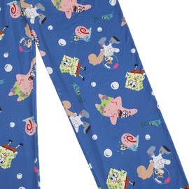 Spongebob Squarepants Characters & Bubbles Mens' Blue Sleep Pajama Pants - XXL