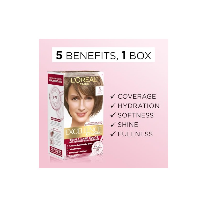 L'Oréal Paris Excellence Créme Permanent Hair Color, 6A Light Ash