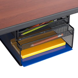 Safco Products 3244BL Onyx Mounted Under-Desk Hanging Storage, Convenient Organization, Ideal for Sit-Stand Workstations, Black,"10.25""w x 12.37""d x 7.25""h"