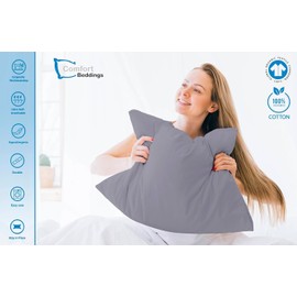 Comfort Beddings Premium Quality 800 Thread Count 100% Egyptian Cotton Envelope Closure Silver Grey 2pc Pillow Case (Standard 50cm x 75cm)