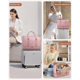 LOVEVOOK Convertible Garment Bag for Women with Shoe Pouch, Carry On Travel Duffel Bag with Toiletry Bag, 2 in 1 Hanging Suitcase Suit Bag, Waterproof Weekender Bag for Business Trip, Wedding, Pink