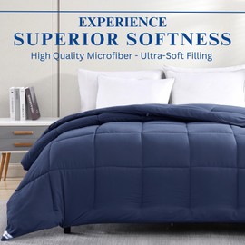 Casa Platino King Duvet Insert - Ultra Soft Navy Blue Comforter King Size, Quilted Size Duvet Insert with Corner Tabs, Warm Cozy Comfortable Bedding- Navy