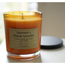 100% Soy, Highly Scented, Hand Poured Soy Candle (Cedarwood & Frosted Lavender)