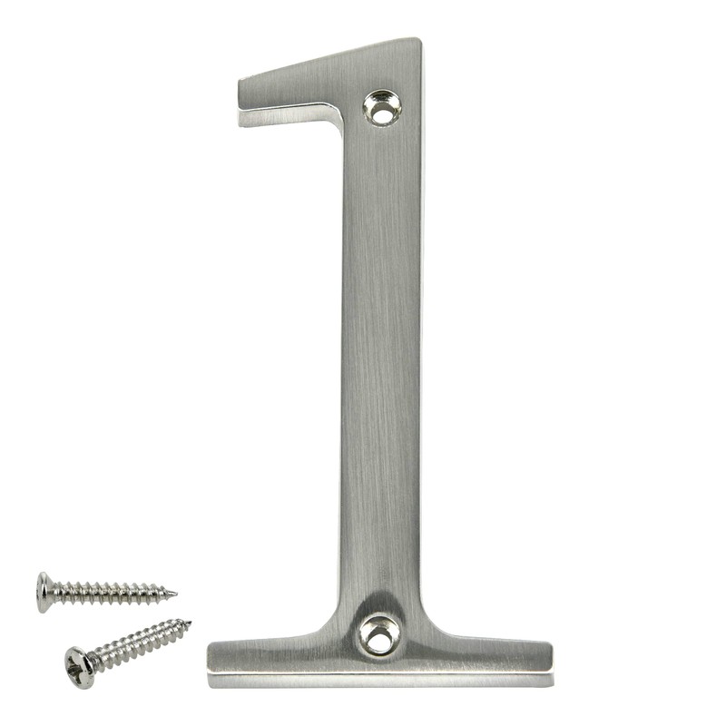 Distinctions 843321 Brushed Nickel Flush-Mount 4-Inch House Number 1