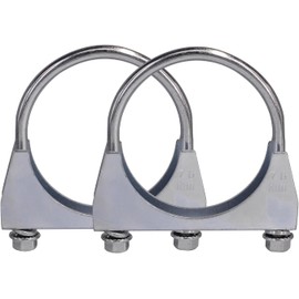 Vechkom 3 inch Exhaust Clamps,Muffler Clamps Rustproof 3" Exhaust Pipe Diameter, Silver Saddle Style 3 inch U Bolt Clamp 2PCS