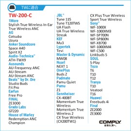 Comply TW-200-C Earbud Tips, Medium Size, 1 Pair, Sound Insulation, Fit, Fall Prevention HC35-42352-01 M