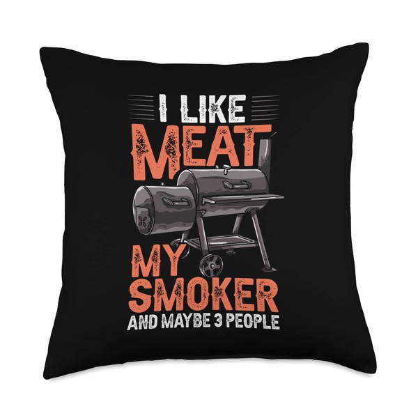 BBQ Smoker Grill Electric Grilling Pellet Recipes Throw Pillow