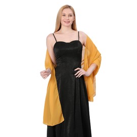 Proumhang Soft Chiffon Scarves Wraps for Bride Bridesmaid Wedding Party Evening Dress and Special Occasion Dresses Elegant Silk Scarves for Girls Women 70 cm x 200 cm, dark yellow