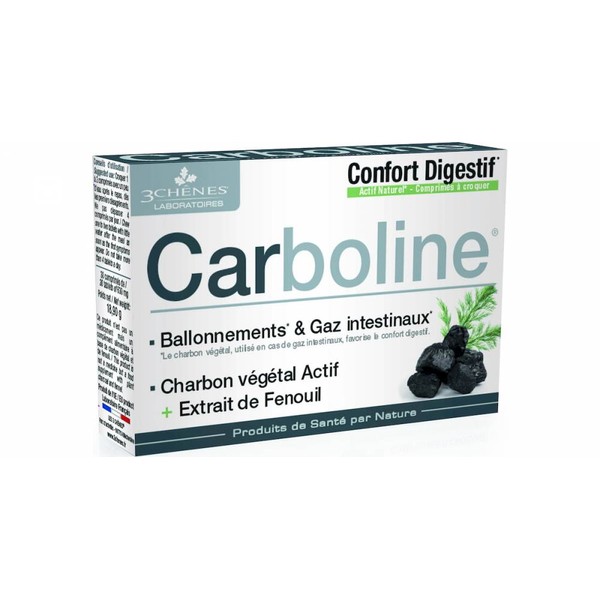 3CHENES CARBOLINE, PLANT CHARCOAL& FENNEL EXTRACT FOR STOMACH BLOATING& GAS