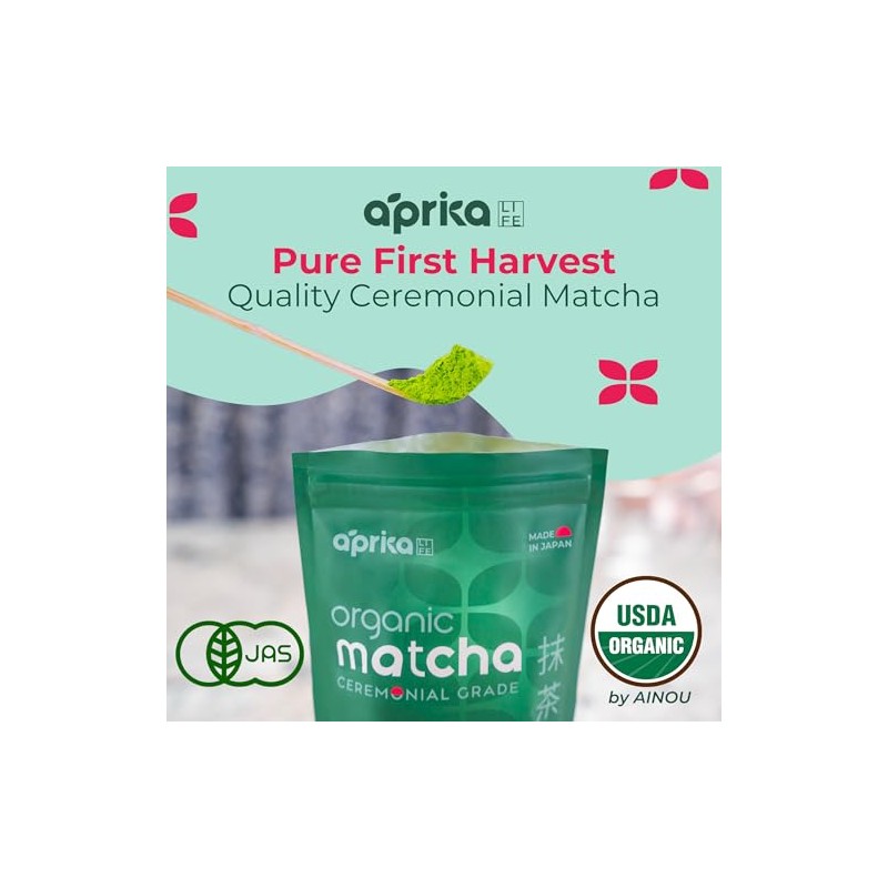 AprikaLife Organic Ceremonial Grade Matcha Powder - First Harvest