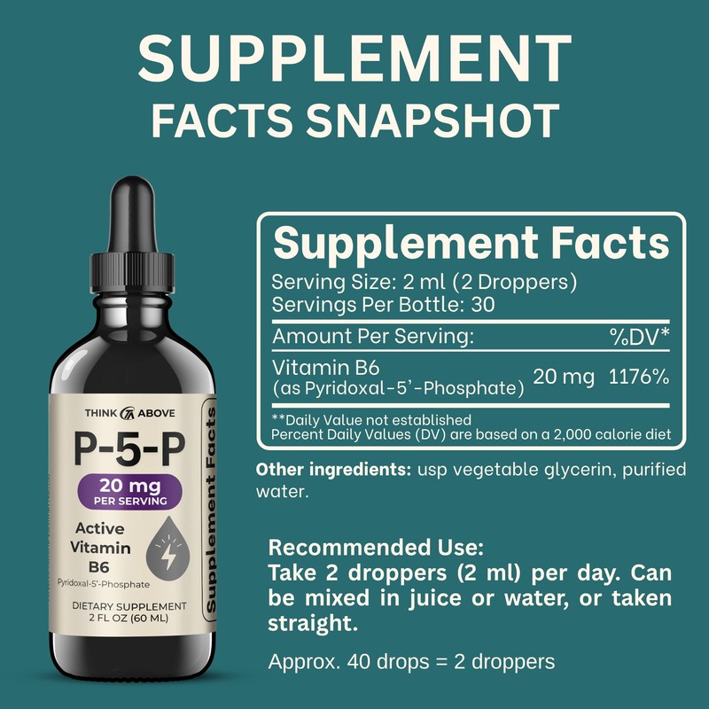 P5P Liquid Drops – Activated Vitamin B6 (Pyridoxal-5-Phosphate) – Fast
