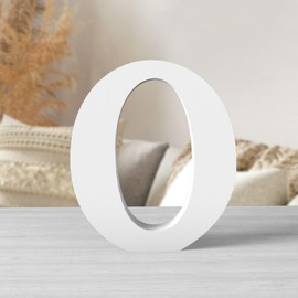 Zaruatu 6 Inch White Wood Letters Unfinished Wood Letters for Wall Decor Decorative Standing Letters White Block Letters for Wall Decoration for Craft Home Party Projects (O)