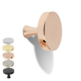 Natural Goods Berlin Round Circle Furniture Handles, Pack of 10, Shiny Rose Gold, Furniture Knobs with Diameter 31 mm, Cupboard Knobs, Suitable for 15-22 mm Door Thickness/Handles for Kitchen