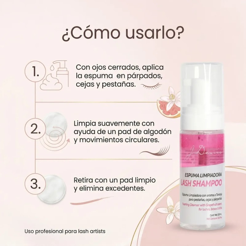 Lash Shampoo Limpieza Profesional J Denis Para Pestañas Mink