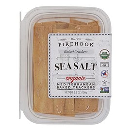 Firehook Organic Mediterranean Baked Crackers Snack Box, Sea Salt, USDA Certified Organic, Kosher, Gluten Free & Non-GMO, 5.5 Oz (Pack of 8)