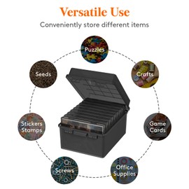 Lifewit Photo Storage Box 5x7 Photo Case, Each for 9 Inner Keeper, Black Photo Organizer for Seeds Cards Pictures Office Supplies with 1 Sheets Label Sticker, 1 Pack