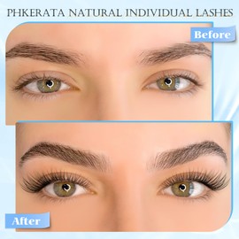 PHKERATA Natural Lash Clusters Wispy Eyelash Clusters C Curl Lashes Clusters 200Pcs Individual Lashes DIY Cluster Eyelash Extensions with Soft Lash Band, 9-14 mm Mix
