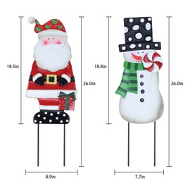 hogardeck Outdoor Christmas Decorations for Home, 2 Pcs Metal Snowman Santa Claus Decorative Garden Stakes with Gift Box for Christmas Decor, Yard Signs for Garden Lawn Patio