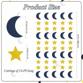 BEISHIDA 5Packs Blue Gold Moon Star Garland 65ft No DIY
