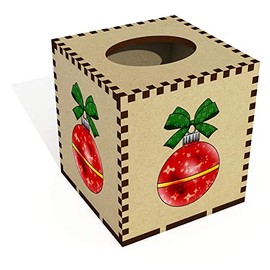 Square 'Christmas Bauble' Wooden Tissue Box Cover (TB00047157)