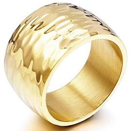 Jude Jewelers 15MM Stainless Steel Classical Simple Plain Hammered Surface Wedding Band Ring (Gold, 13)