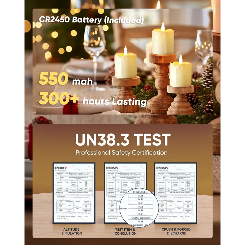 Homemory 2" x 2" Timer Flickering Flameless Candles, Realistic Battery