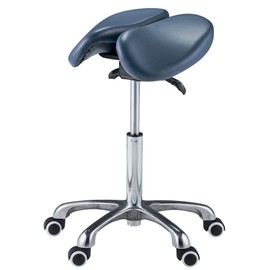 Master Massage Berkeley MS13D Ergonomic Posture Saddle Chair-Two-Part Saddle Stool- Hydraulic Swivel Rolling Seat Stool and Height- Aluminum Base with Soft Rubber Wheel Casters-Black